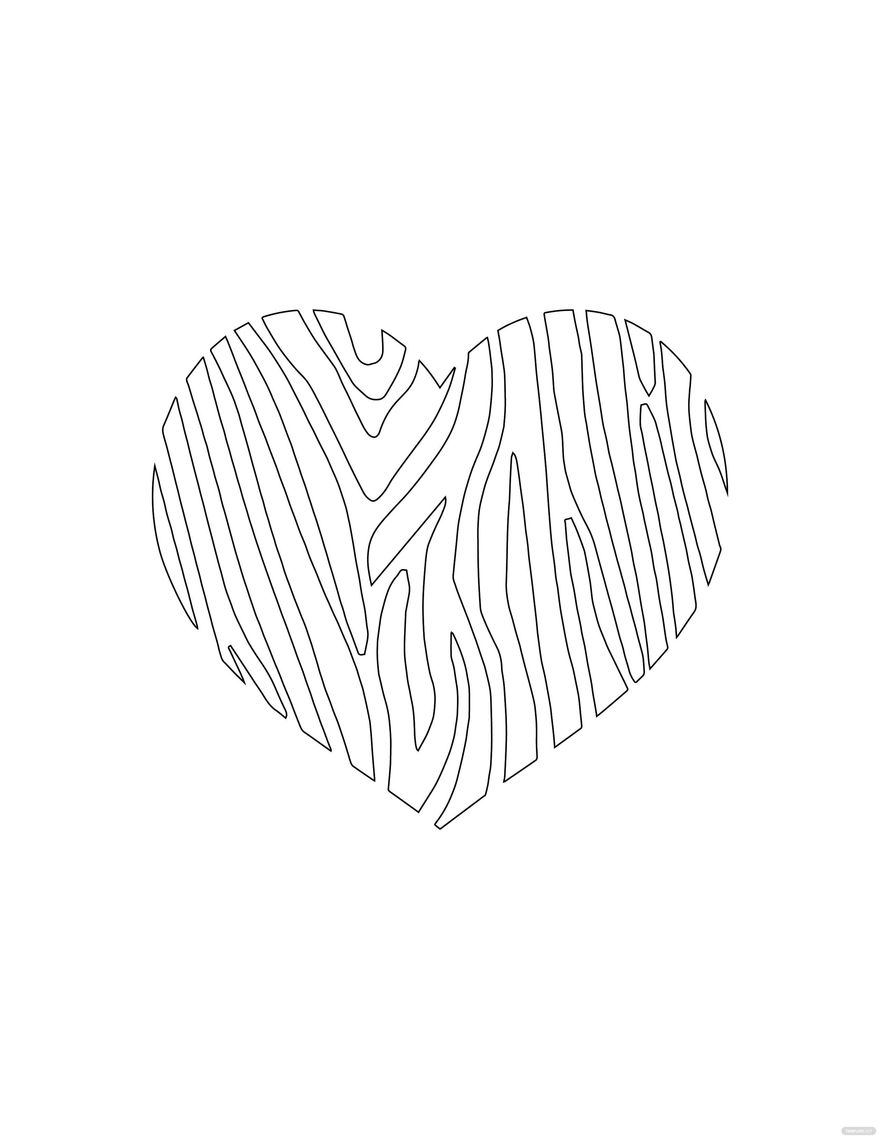 Free zebra heart coloring page