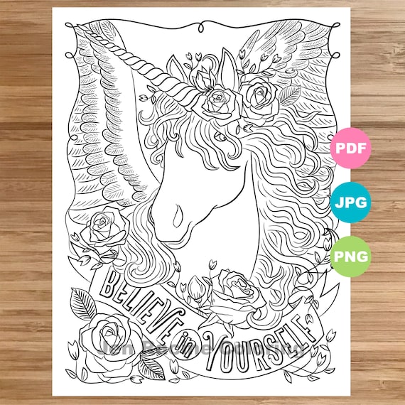 Unicorn coloring page magical animal animal art coloring page printable coloring pages for adults coloring pages for kids