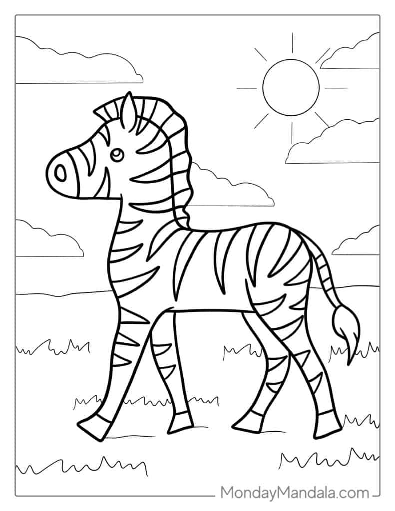 Zebra coloring pages free pdf printables
