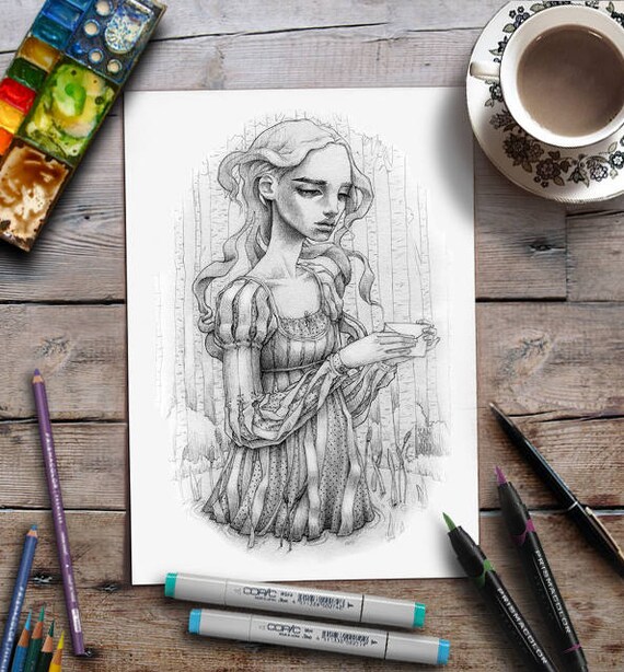 Coloring page printable adult coloring grayscale digital download advanced coloring zan von zed