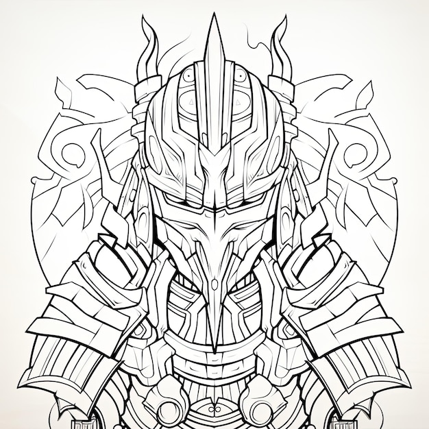 Premium ai image black and white coloring picture of a cybernetic plasma katana