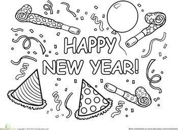 Happy new year worksheet education frohes neues jahr basteln silvester ausmalbilder