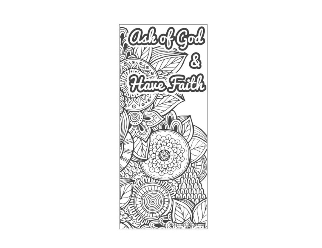Bible coloring bookmark x mandala pattern ask of god have faith