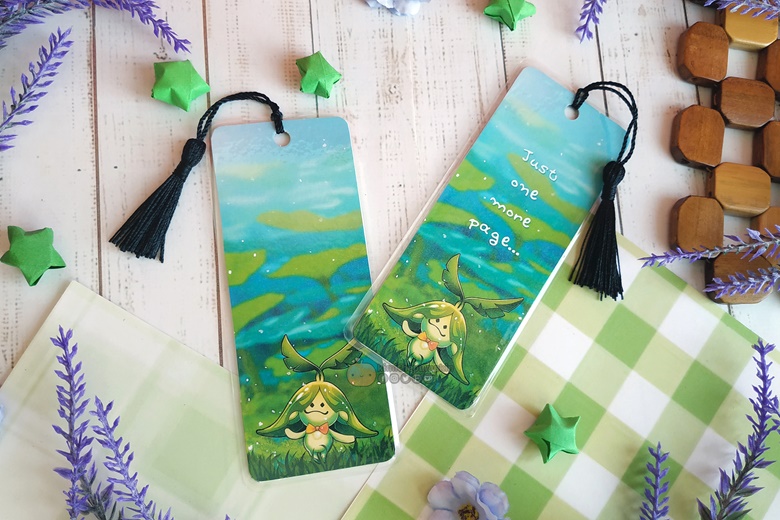 Genshin impact aranara laminated bookmark with black tassel
