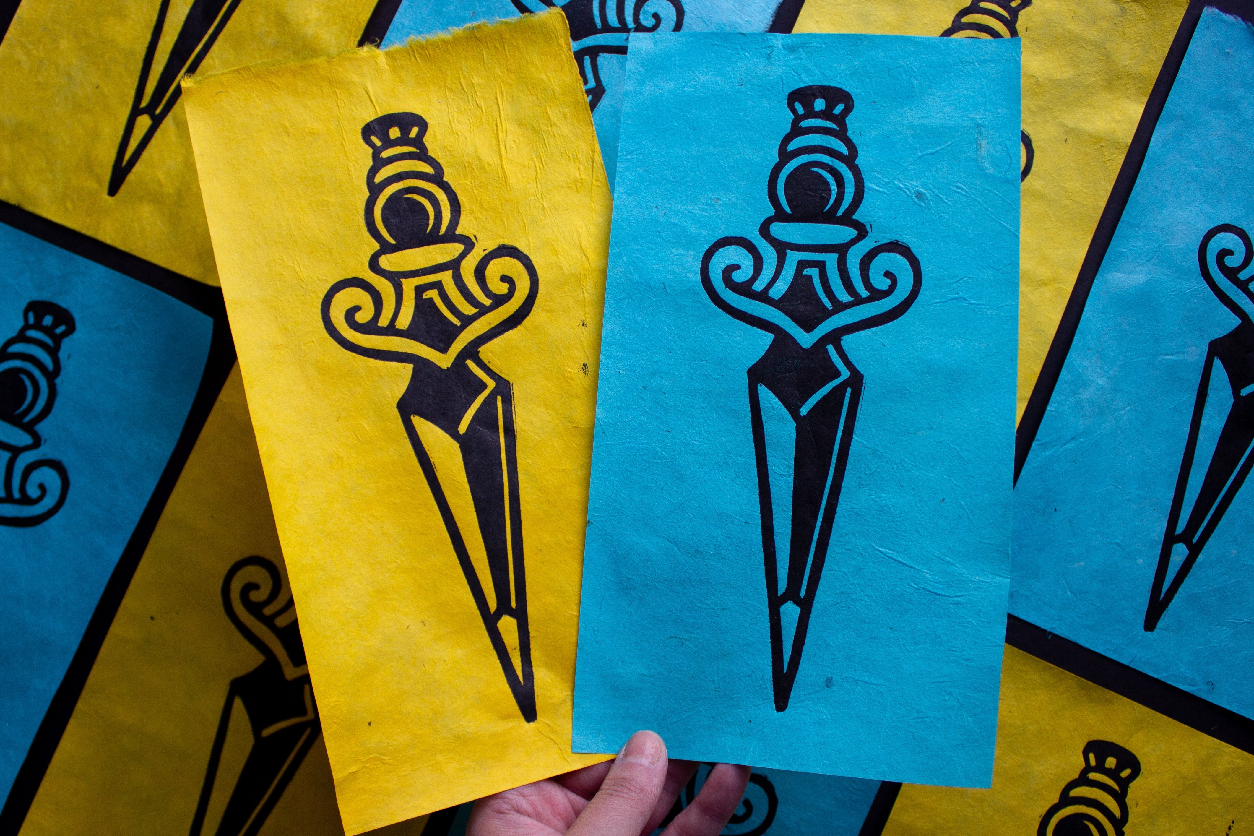 Cutting edge linocut print â