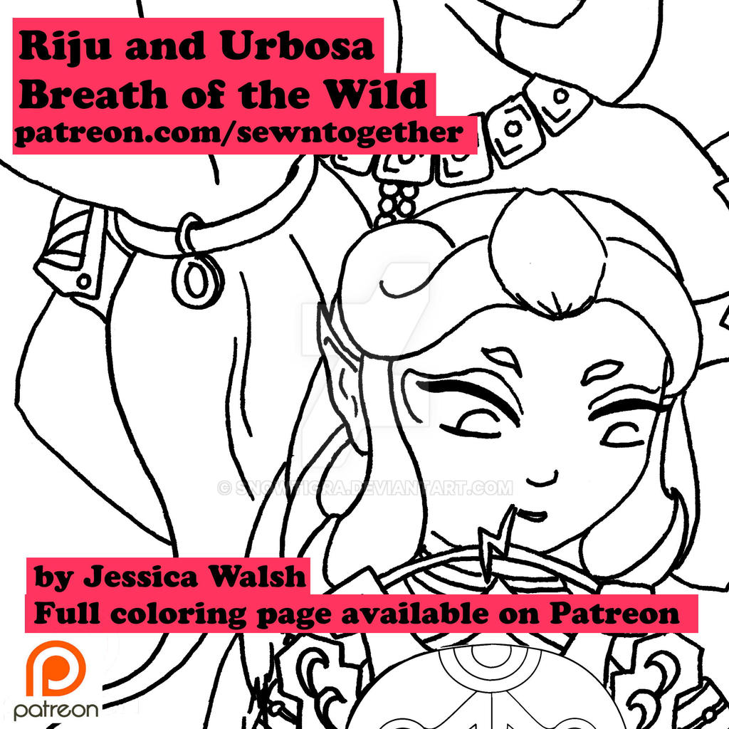 Riju and urbosa coloring page by snowtigra on