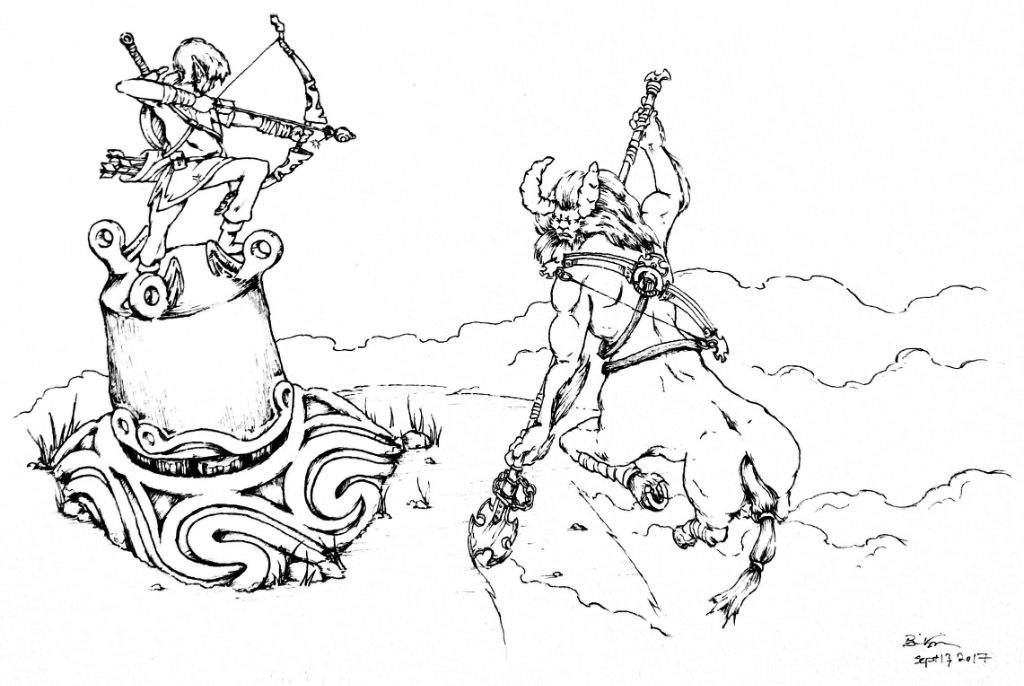 Link vs lynel drawing zelda amino