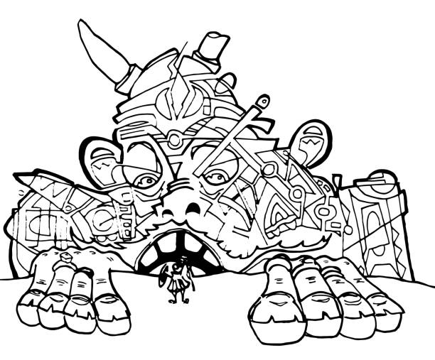Giant from fairy tale coloring page stock illustration