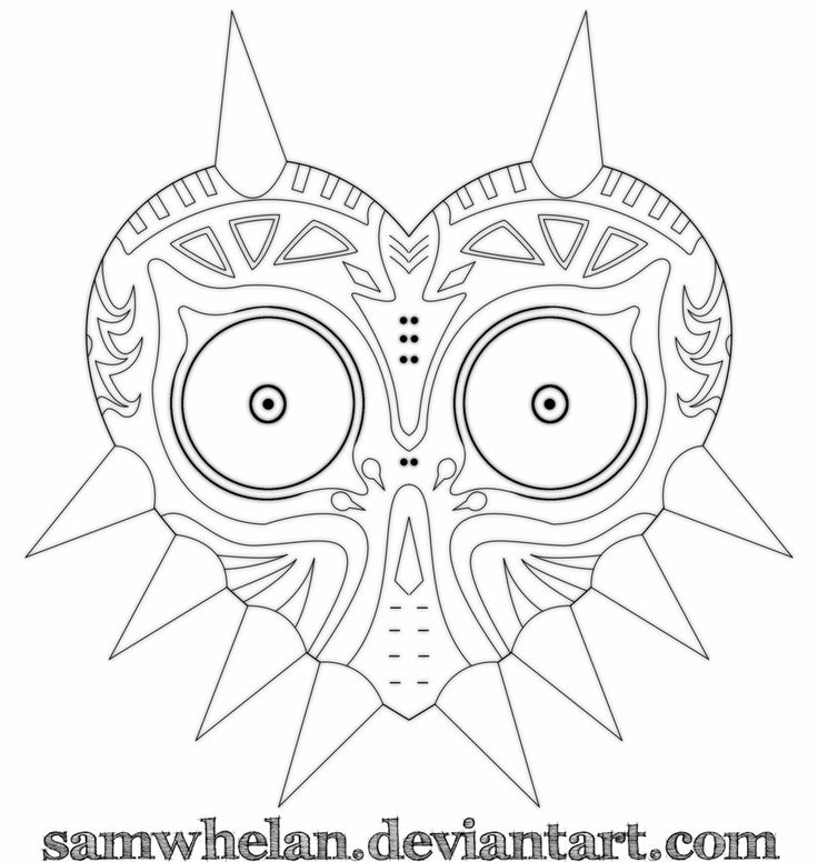 Majoras mask lineart by samwhelan on deviantart majoras mask art zelda tattoo majoras mask