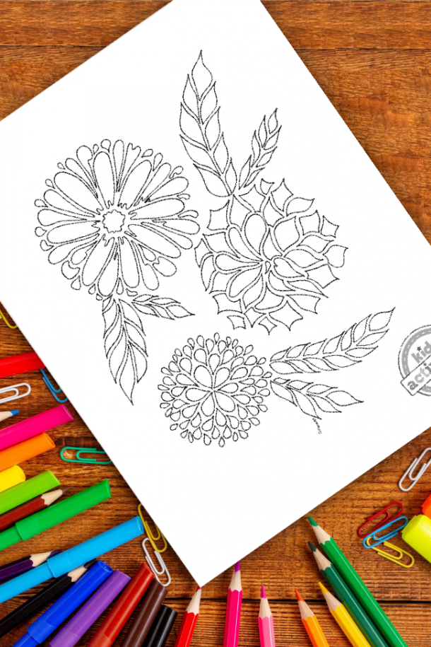 Flowers zentangle coloring page kids activities blog