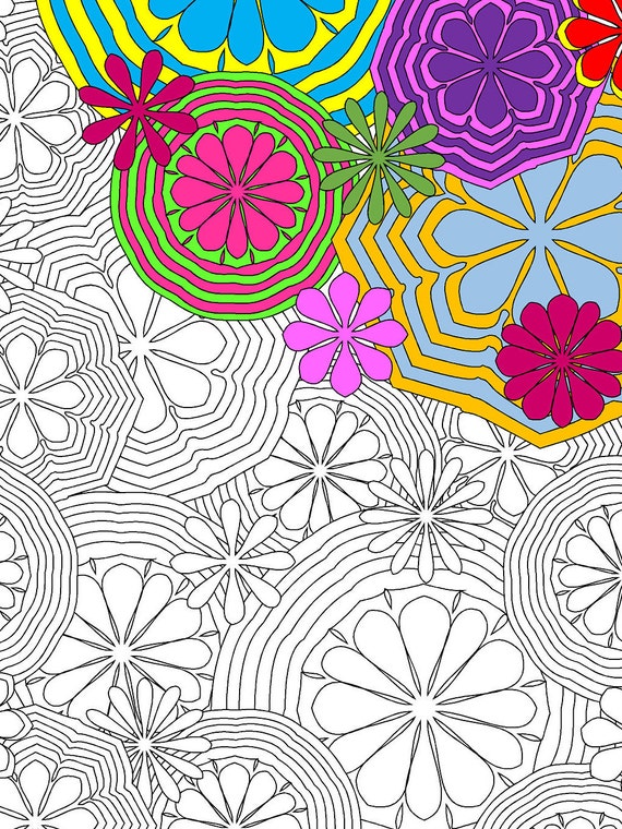 Buy flower power coloring page flower power coloring page adult coloring page printable coloring page downloadable page s s online in india
