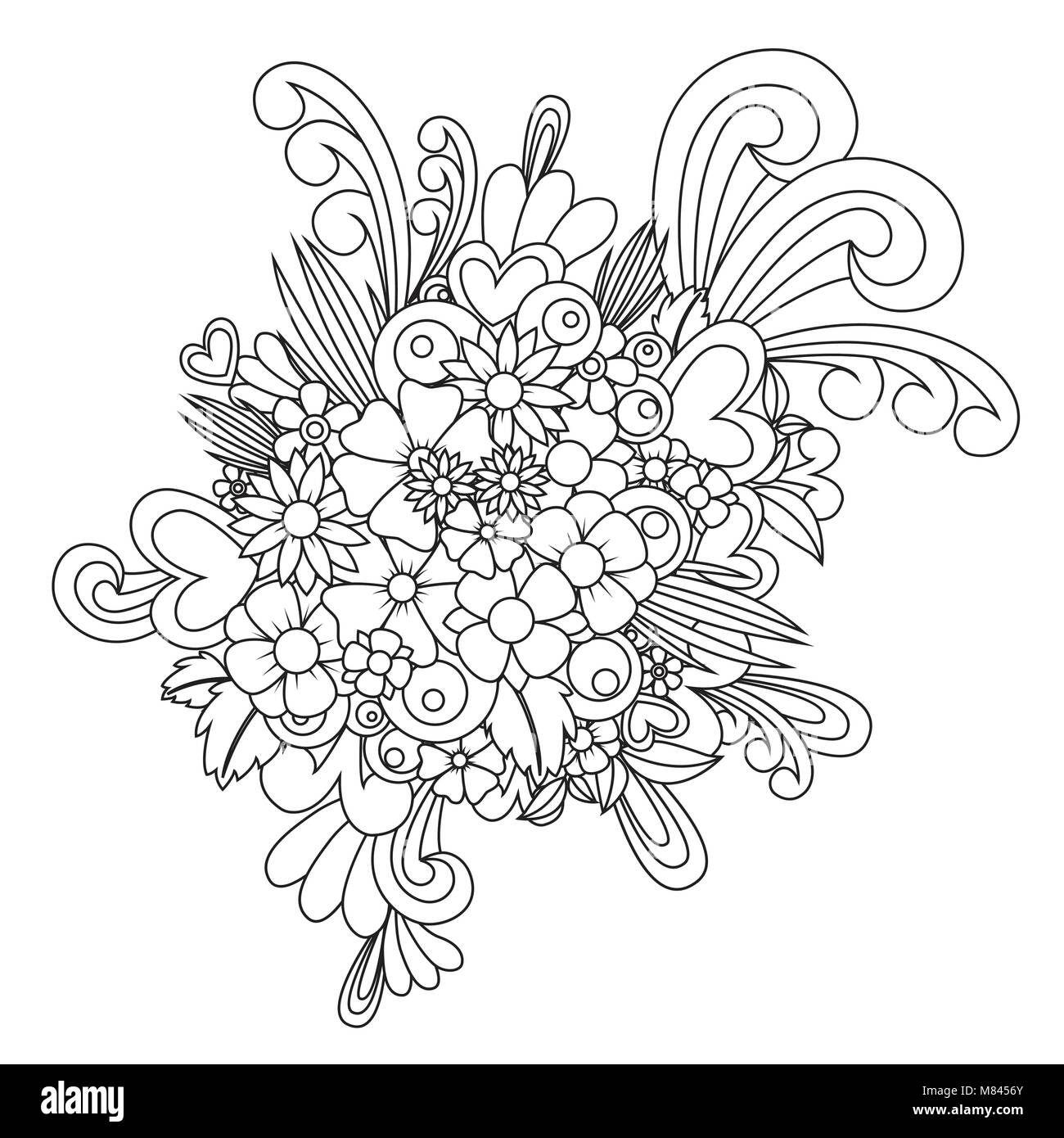 Zentangle flower blossom zen tangle coloring book vector stock vector image art