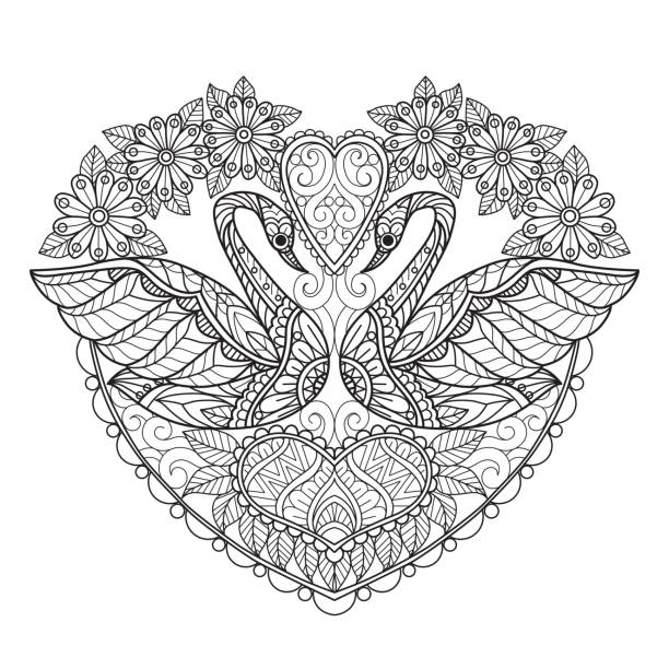 Swan coloring pages stock illustrations royalty