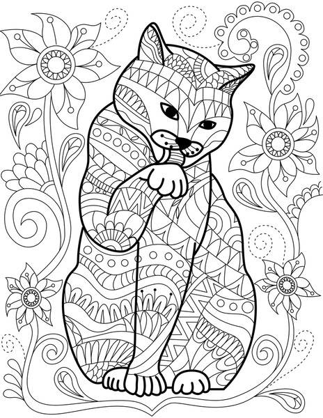 Thousand colouring pages cat garden royalty