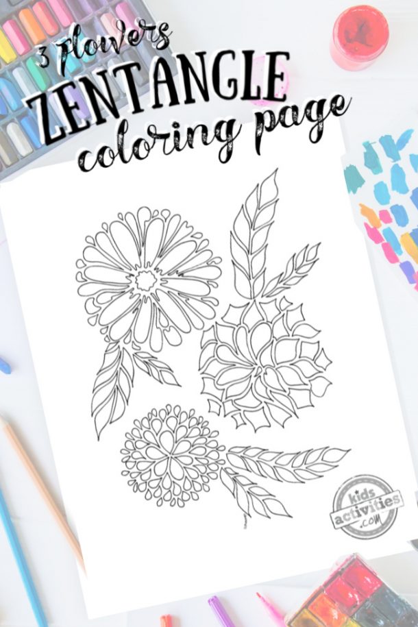 Flowers zentangle coloring page kids activities blog