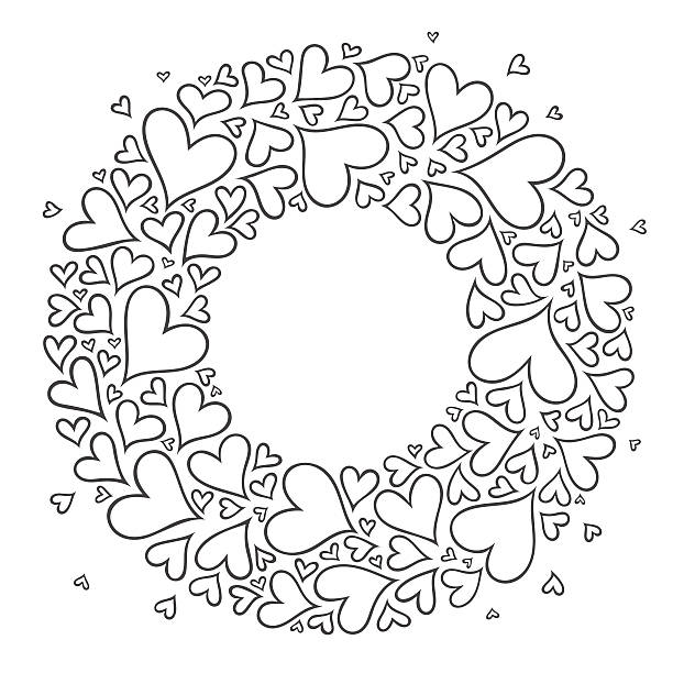Valentine coloring pages stock illustrations royalty