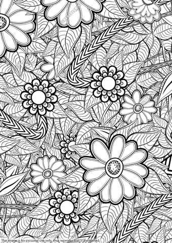 Zentangle ornament with flowers coloring page free printable coloring pages