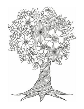 Trees zen tangle coloring pages zen tangl coloring pages for kids and adults