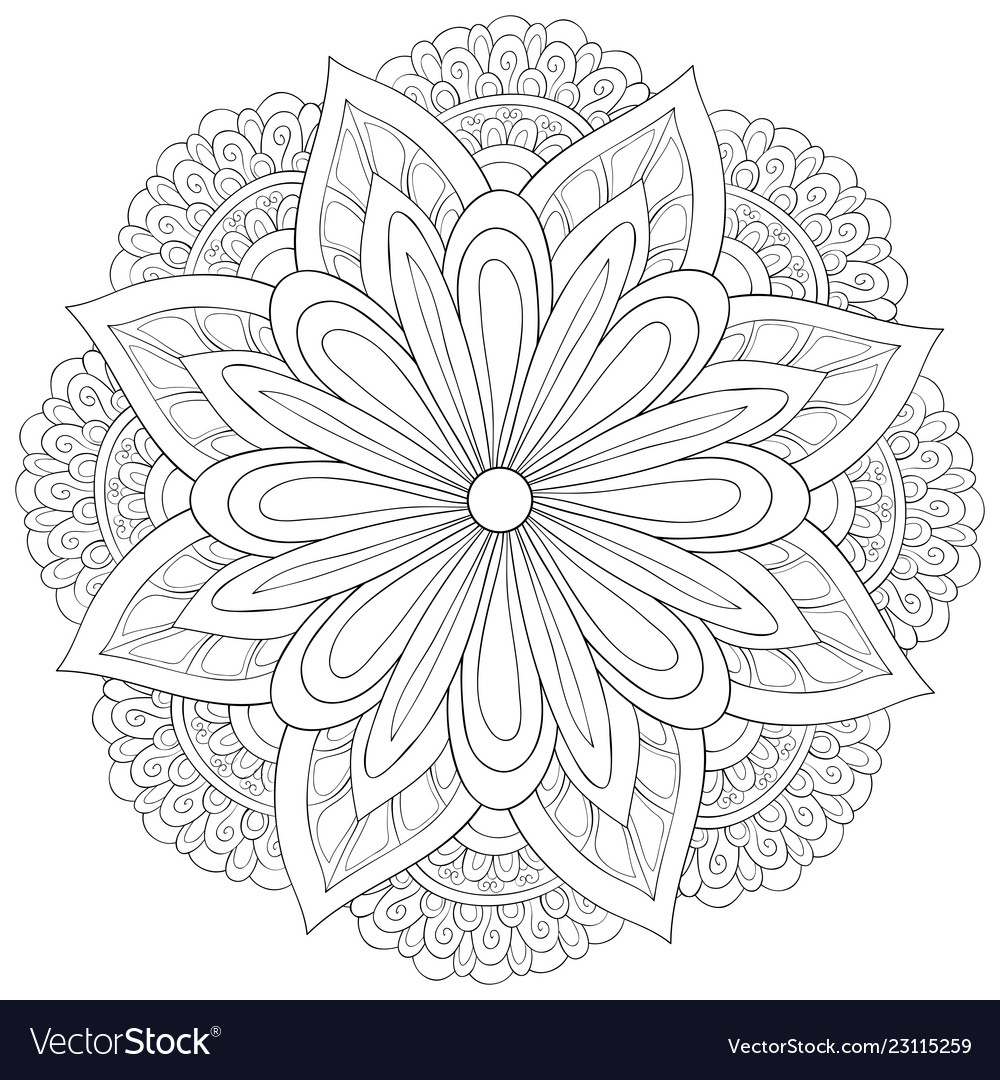 Adult coloring bookpage a zen mandala image vector image