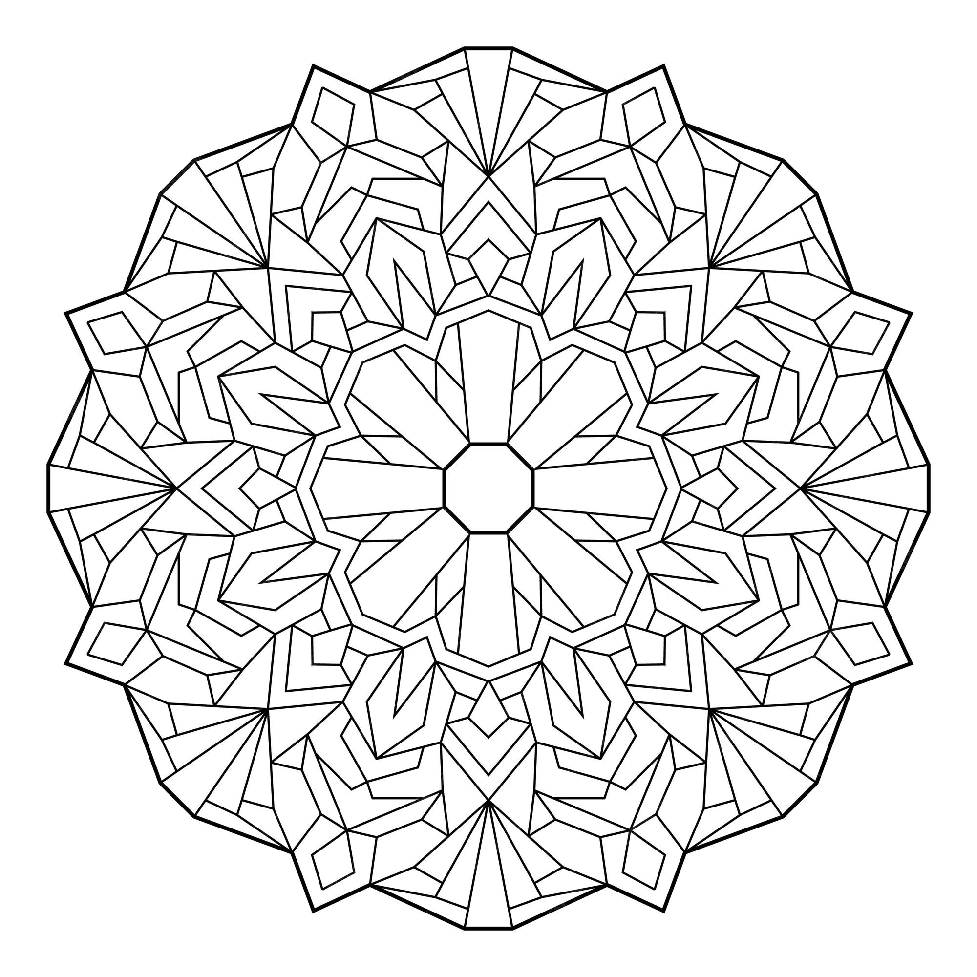 Premium vector outlined mandala with many linear geometric patterns zen coloring page for adults