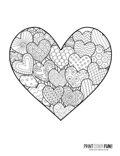 Zen doodle heart coloring pages coloring page