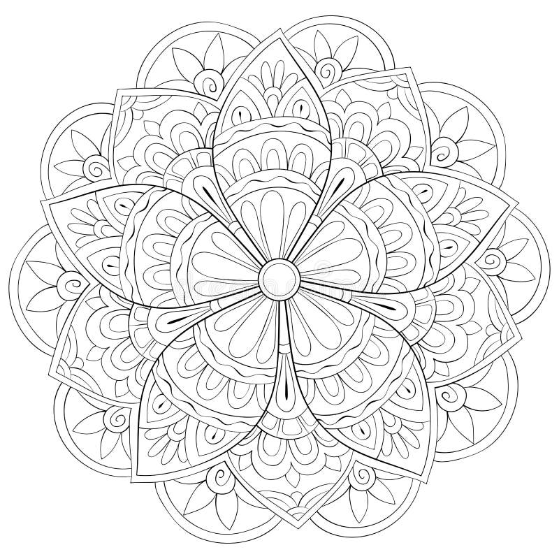 Adult coloring bookpage a cute zen mandala image for relaxingzen art style illustration for print stock vector