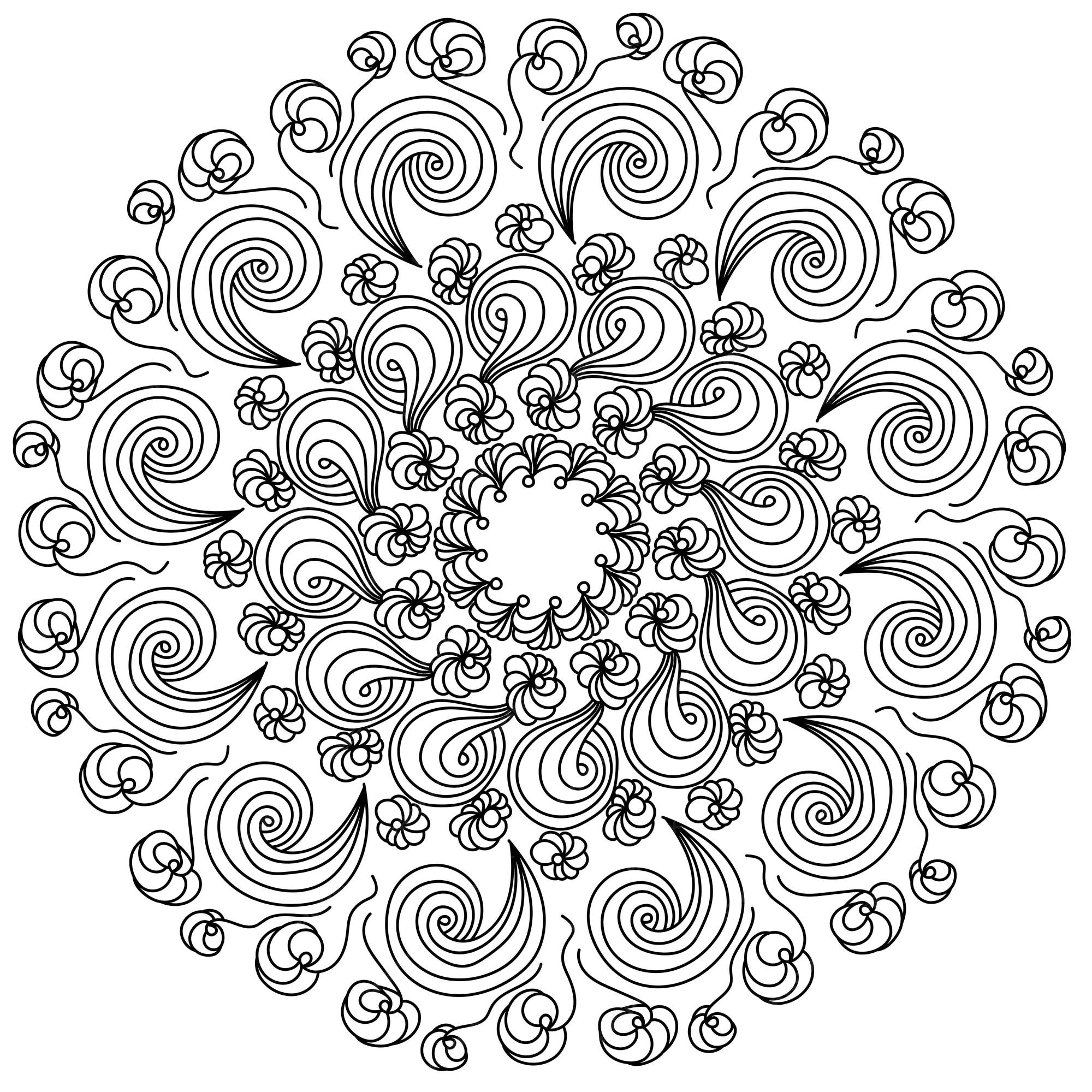 Premium vector antistress mandala with floral abstract elements zen coloring page with curls and doodles