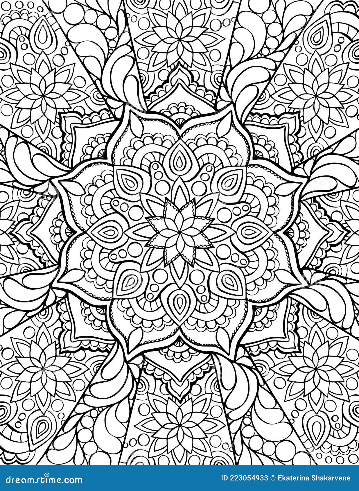 Mandala adult coloring book page zentangle style coloring page stock vector