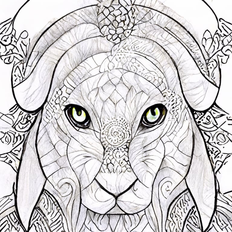Beautiful high quality coloring page grayscale coloring page young beautiful fantasy animals zentangle pattern outline drawing outline hand drawing coloring page for adult coloring bookwhite background