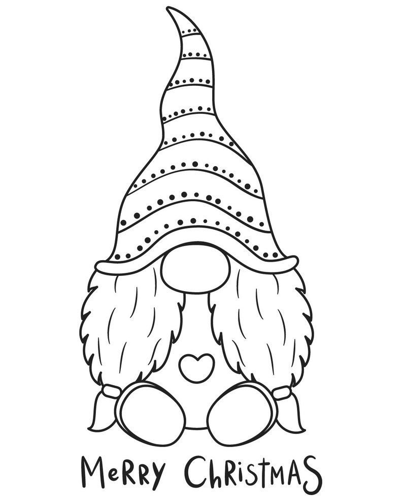 Cute christmas dwarf gnomes coloring book pages