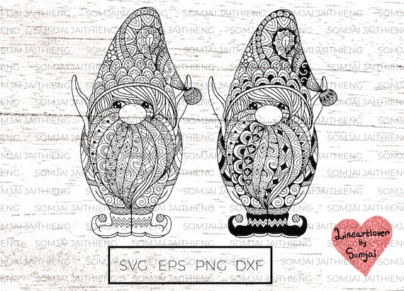 Fresh gnome design two styles of gnome svg zentangle svg mandala svg svg files for cricut silhouette file