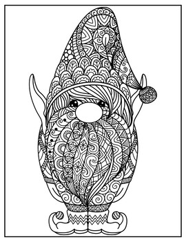 Winter months gnome zentangle coloring page zen doodle coloring sheet activity