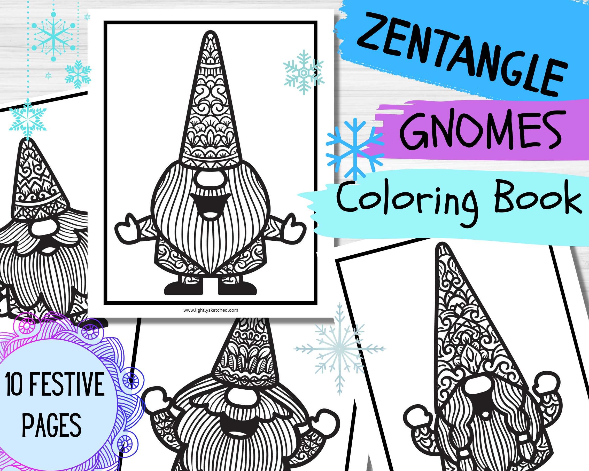 Christmas gnome coloring pages zentangle activities for kids