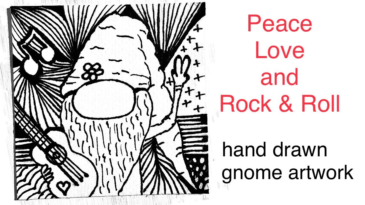 Fun zentangle music inspired gnome drawing coloring page whimsical art part of