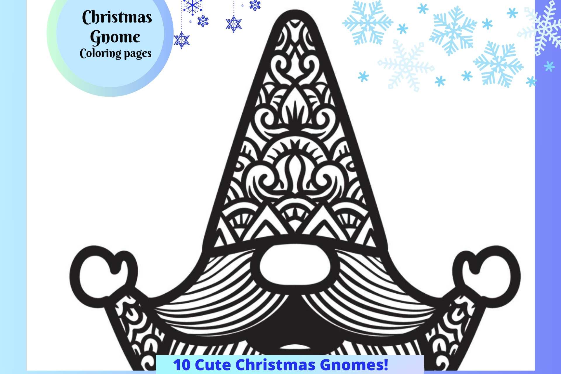 Christmas gnome coloring pages lightly sketched