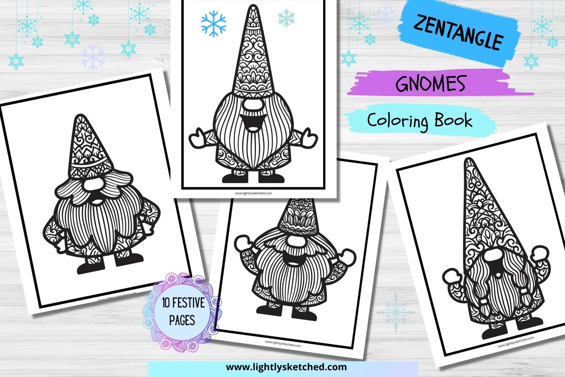 Christmas gnome coloring pages lightly sketched