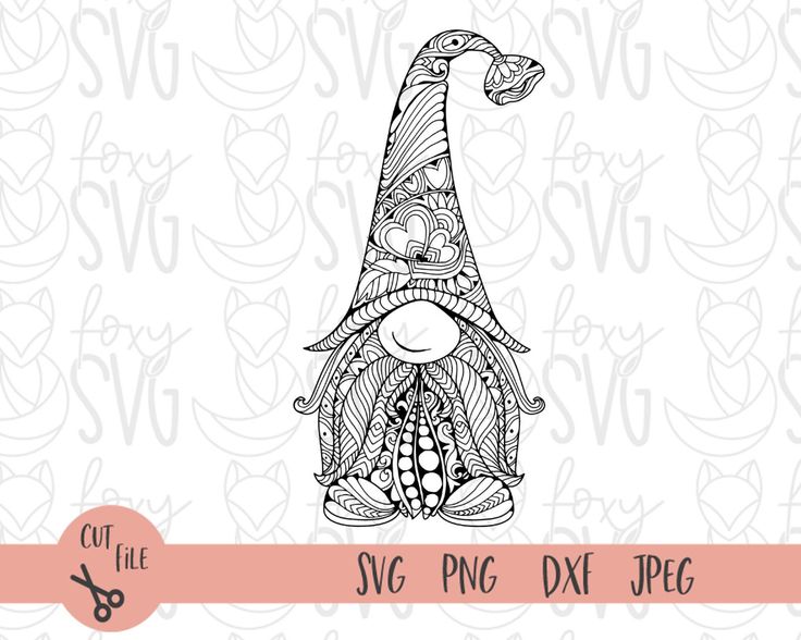 Gnome svg zentangle svg mandala svg svg files for cricut silhouette files christmas gnome svg gnome svg merry christmas svg