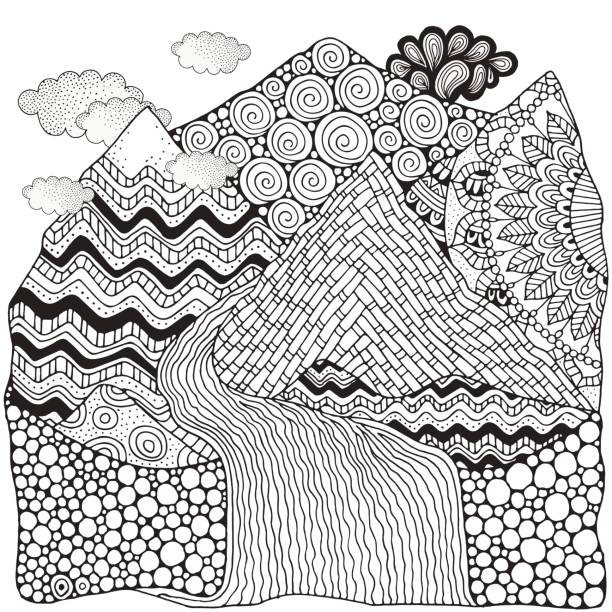 Black and white abstract fantasy picture stock illustration
