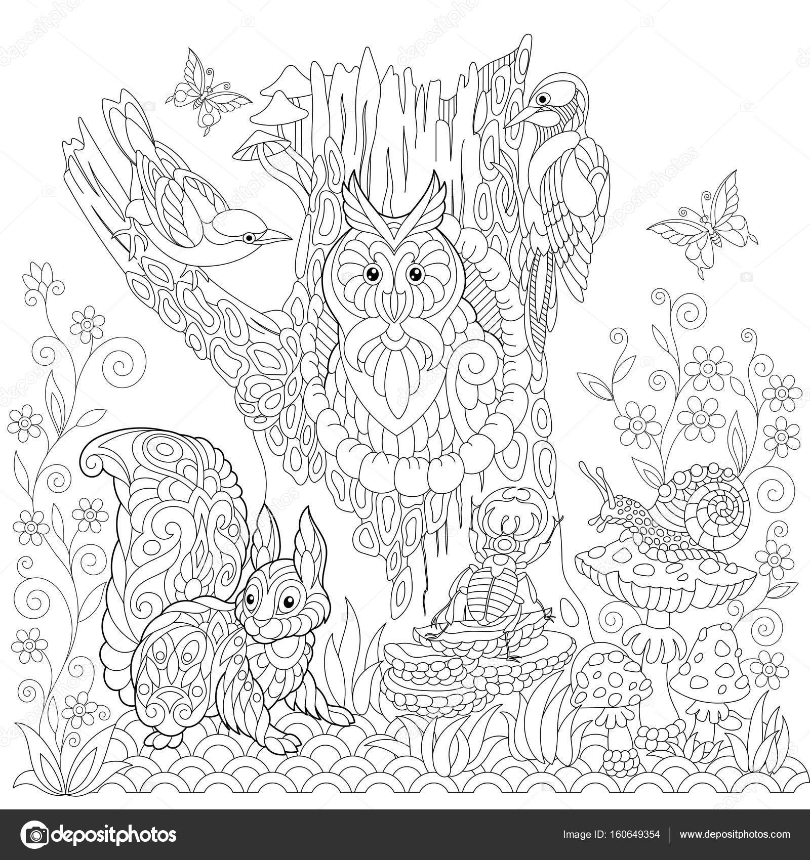 Zentangle stylized forest landscape stock vector by sybirko