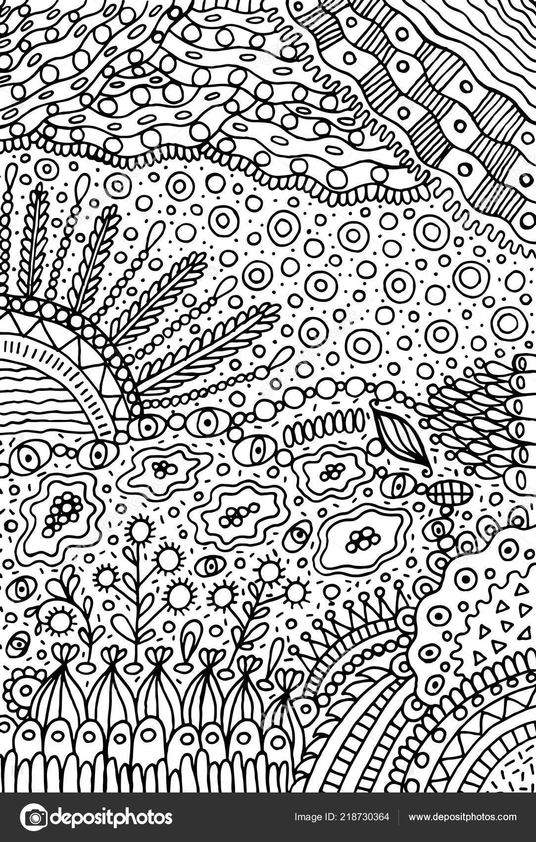 Doodle landscape coloring page adults fantastic psychedelic artwork vector illustratoin stock vector by fesleen