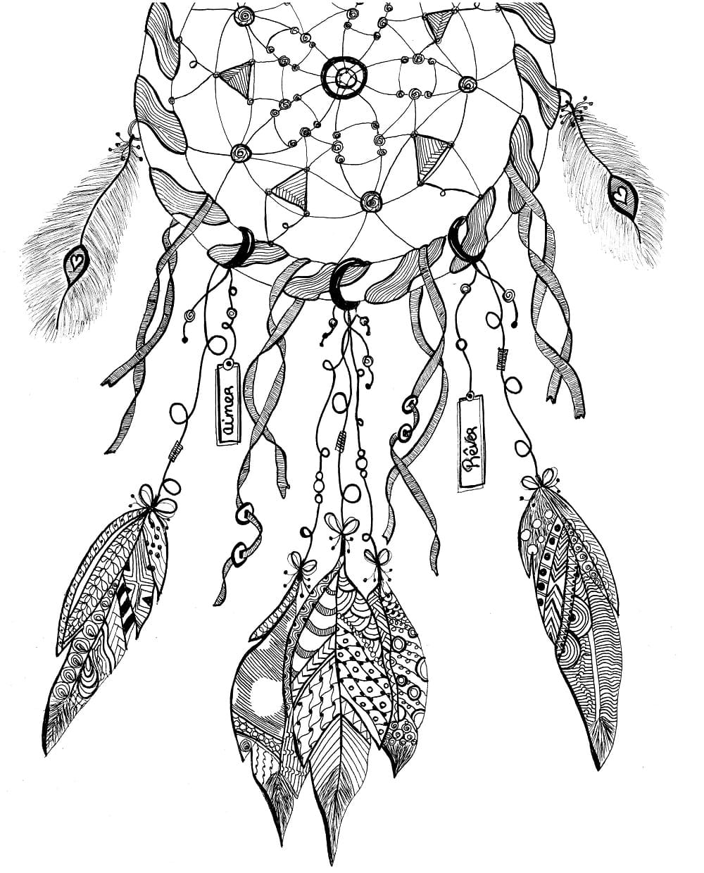 Dreamcatcher zentangle coloring page