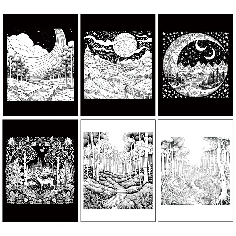 Colorful landscape series coloring book