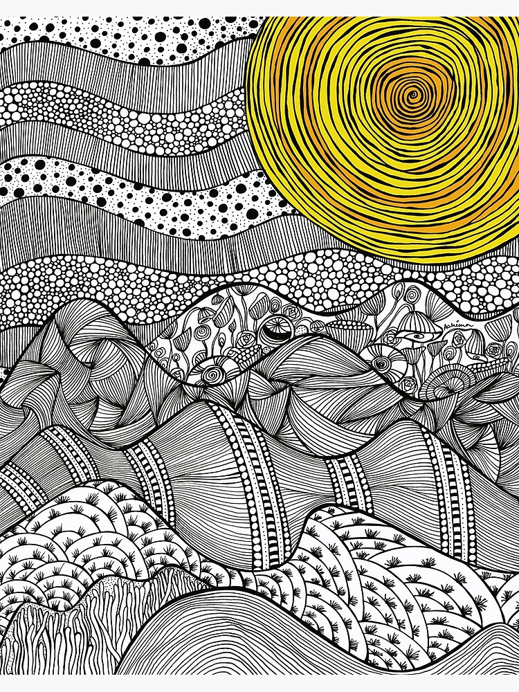 Solar landscape zentangle art art board print for sale by zentangalist