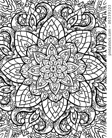 Mandala adult coloring book page zentangle
