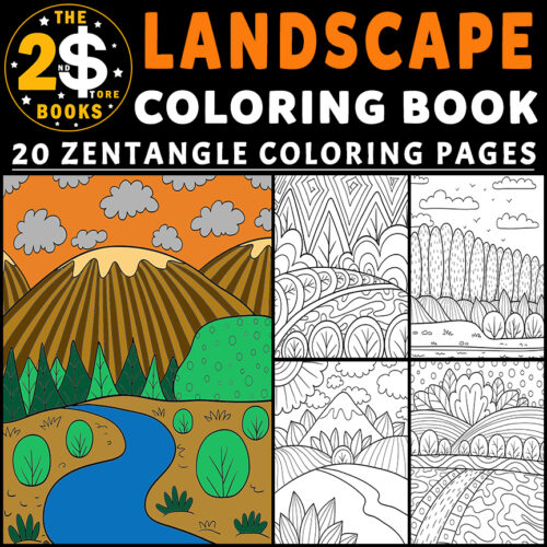 Landscape zentangle coloring book