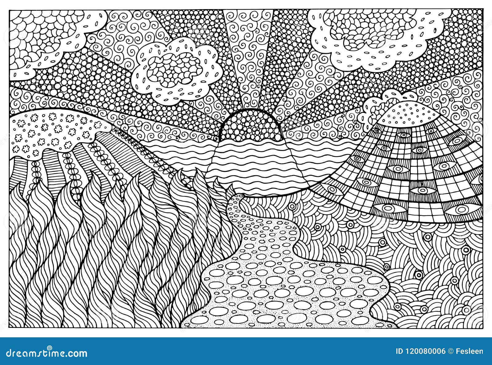 Doodle surreal landscape