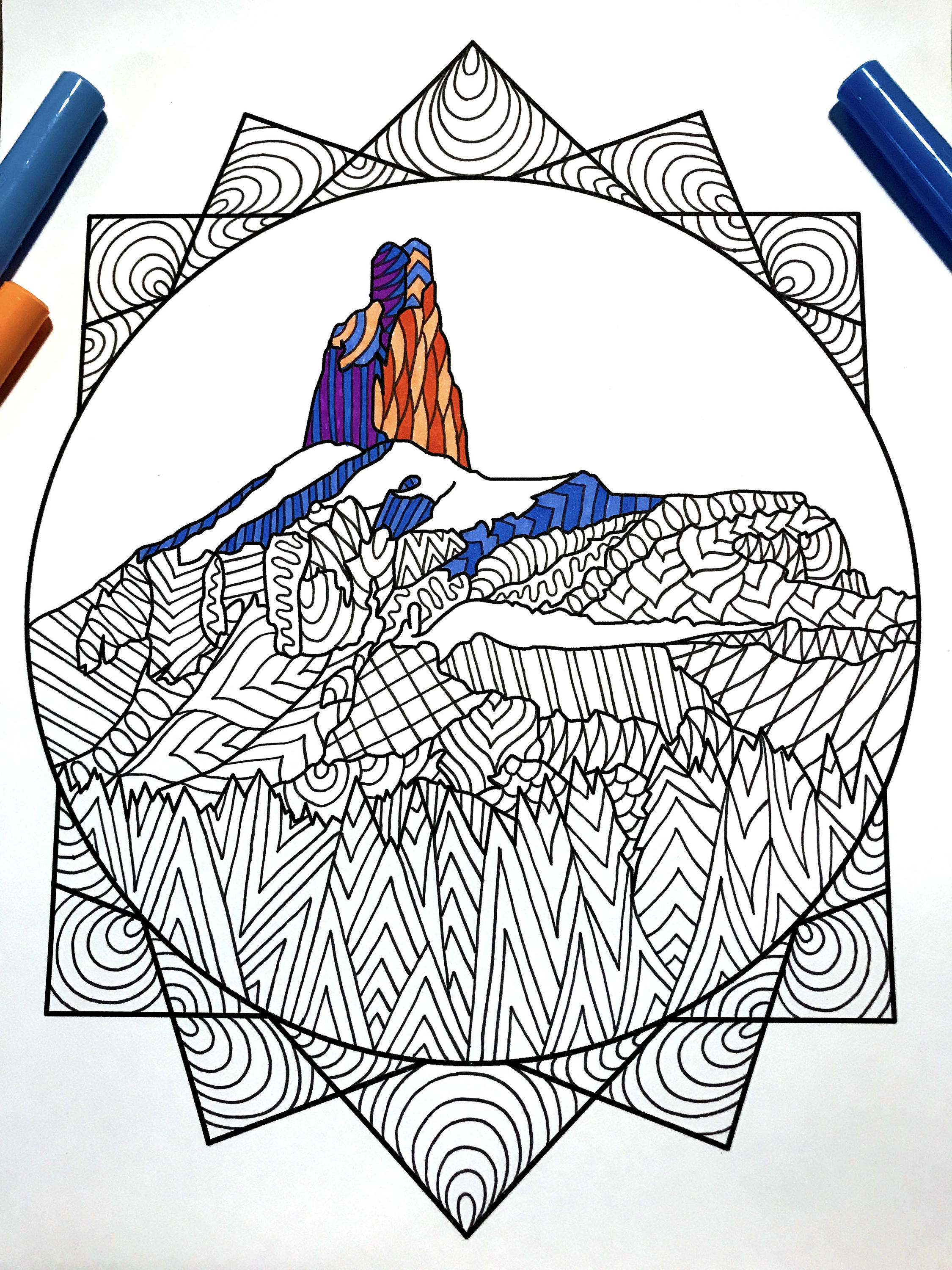Lizard head peak â pdf zentangle coloring page â scribble stitch