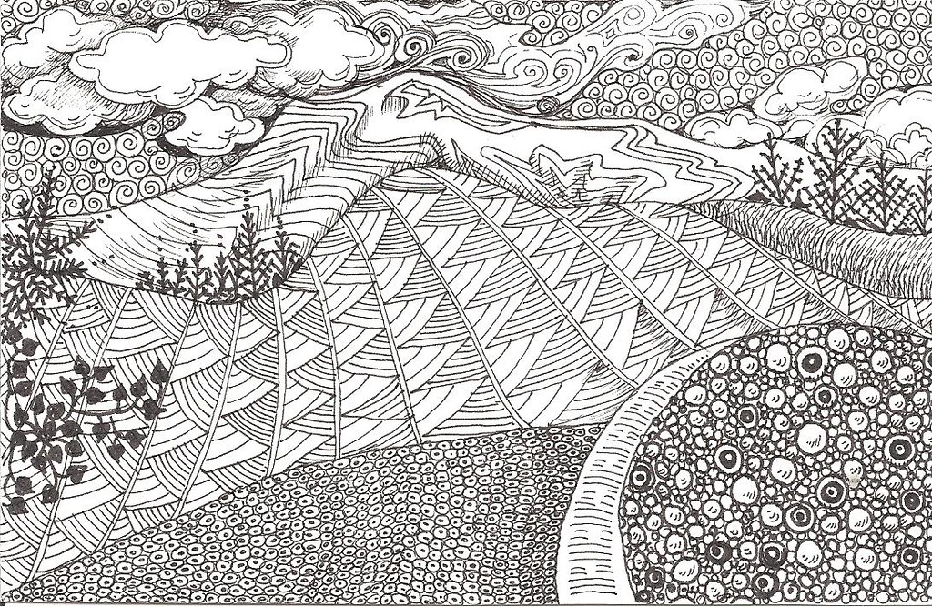 Mt hood skyline zentangle done using a landscape photo as â