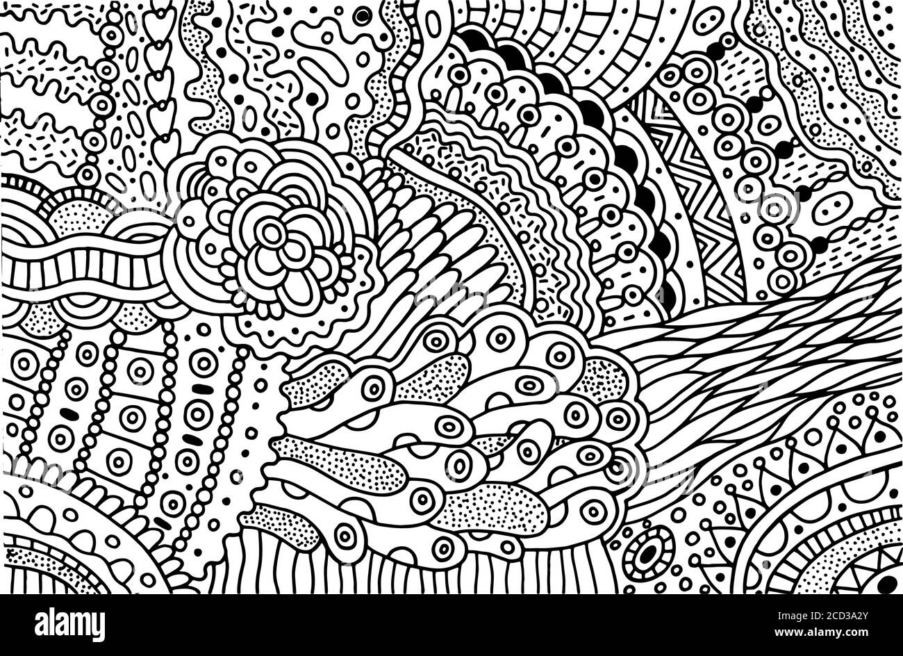 Surreal doodle pattern for coloring book for adults coloring page with floral abstract motifs psychedelic texture zentangle pattern vector illustr stock vector image art