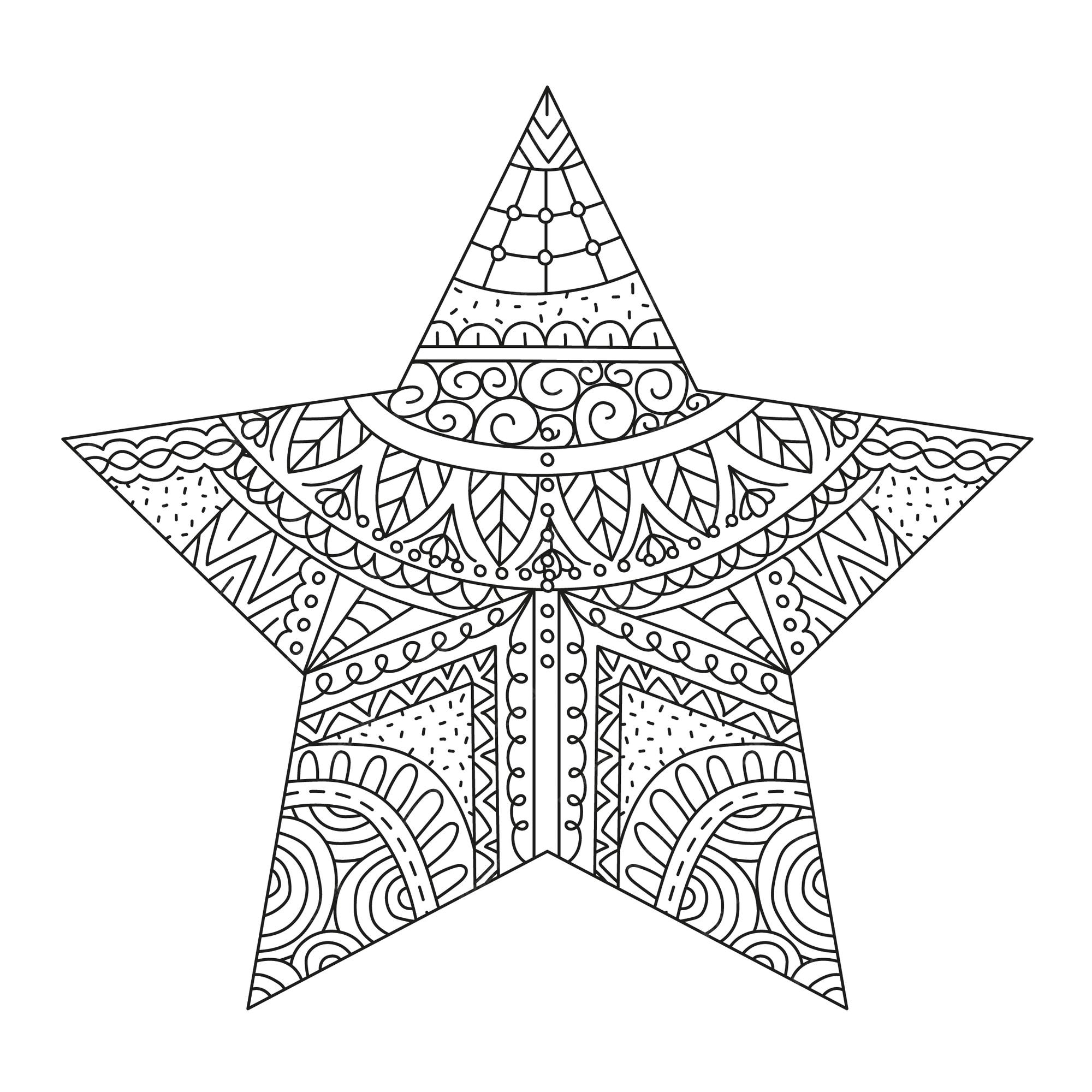 Premium vector star zentangle coloring page